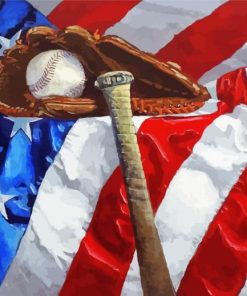 Aesthetic Baseball American Flag Art paint by number