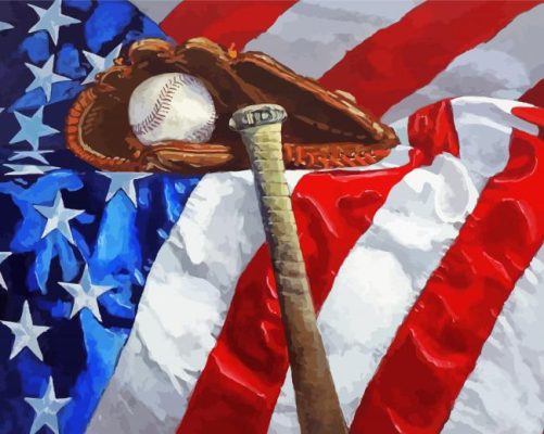 Aesthetic Baseball American Flag Art paint by number