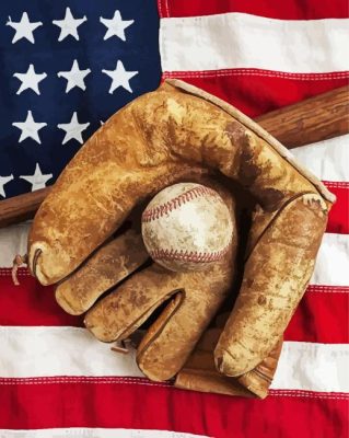 American Flag Baseballs paint by number