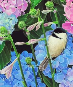 Bird With Hydrangea paint by number
