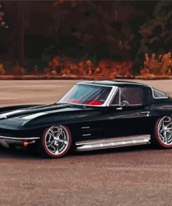 Black Split Window Corvette paint by number