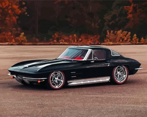 Black Split Window Corvette paint by number