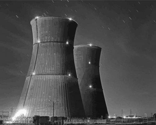 Black And White Nuclear Buildings paint by number