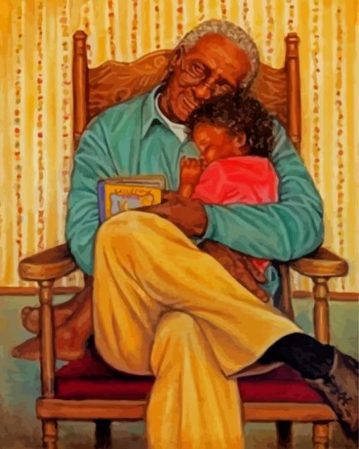 Black Grandfather And Grandson paint by number