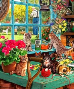 Cats In Potting Shed paint by number