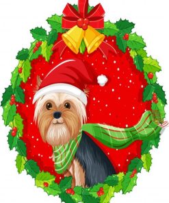 Christmas Yorkshire Terrier paint by number
