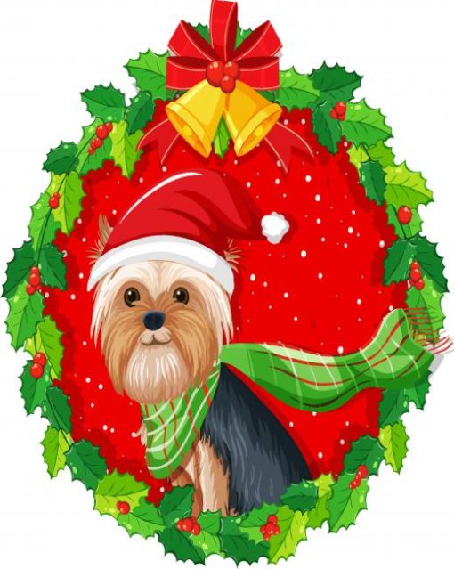 Christmas Yorkshire Terrier paint by number