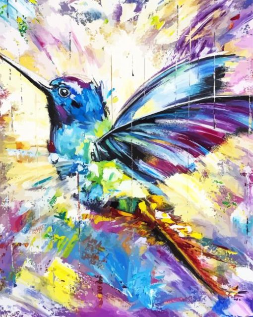 Colorful Abstract Hummingbird paint by number
