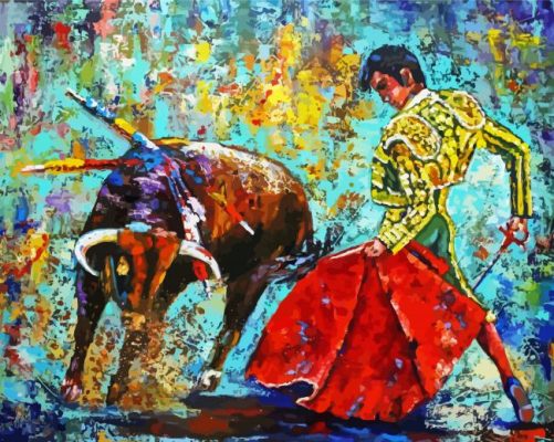 Colorful Bull And Matador paint by number