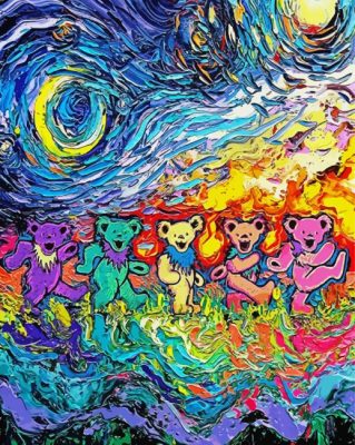 Colorful Dancing Bears paint by number