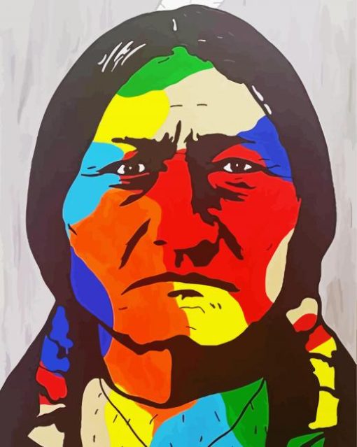 Colorful Sitting Bull paint by number