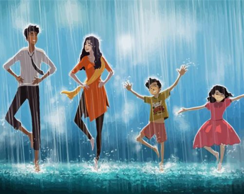 Dancing In The Rain Family paint by number