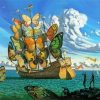 Departure Of The Winged Ship Vladimir kush paint by number