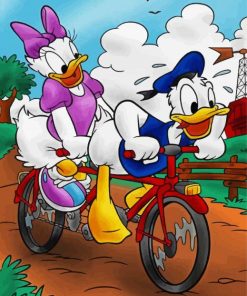 Donald And Daisy On Bicycle paint by number