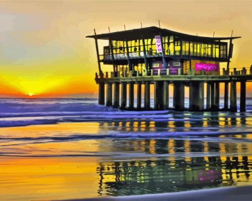 Durban Moyo Pier At Sunset paint by number