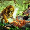 Fighting Lion With Man paint by number