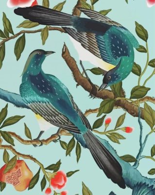 Floral Chinoiserie And Birds paint by number