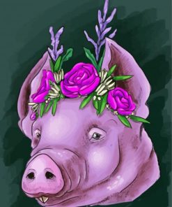 Floral Pig Head paint by number