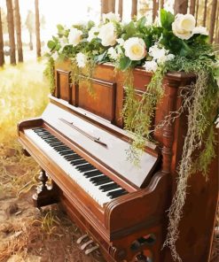 Flowers And Piano In Forest paint by number