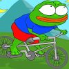 Frog On Bicycle Art paint by number