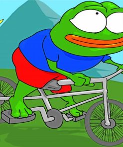 Frog On Bicycle Art paint by number
