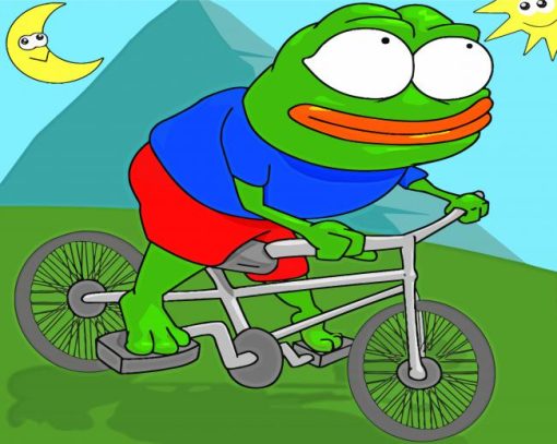 Frog On Bicycle Art paint by number