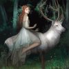 Girl On White Stag Paint by number