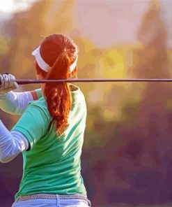 Girl Playing Golf paint by number