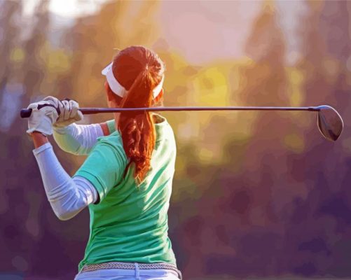 Girl Playing Golf paint by number