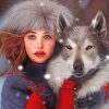 Girl Wolf Art paint by number