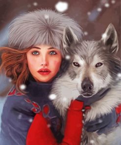 Girl Wolf Art paint by number