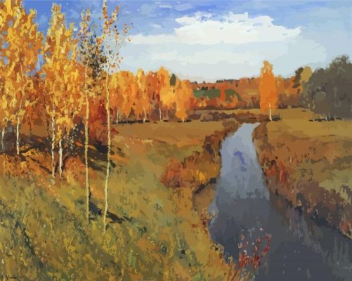 Golden Autumn By Isaac Levitan paint by number