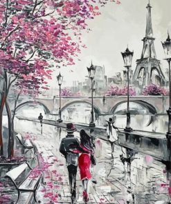 Grey And Pink Paris Walk paint by number
