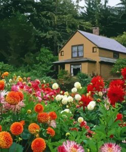 House With Flowers Garden paint by number