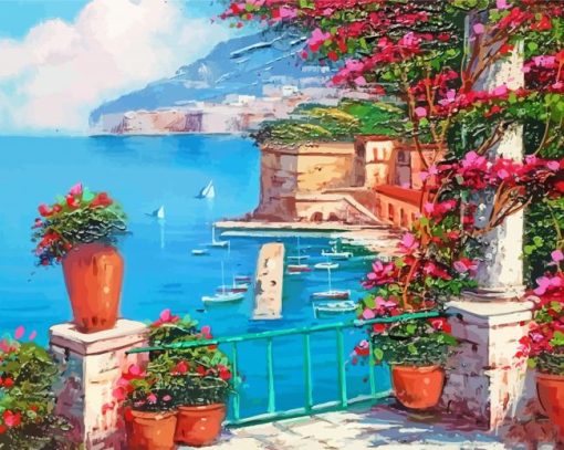 Italy Balcony Sea View paint by number