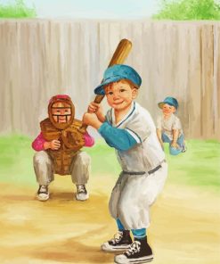 Kids Playing Baseball paint by number