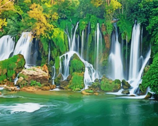 Kravica Waterfall Medjugorje paint by number