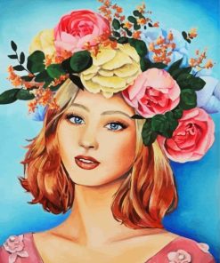 Lady With Flower Crown paint by number