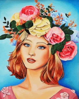 Lady With Flower Crown paint by number