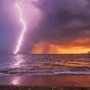Lightning Over The Ocean paint by number
