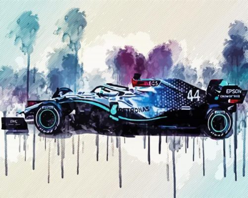 Mercedes F1 Art Racing Car paint by number