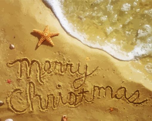 Merry Christmas At Beach paint by number