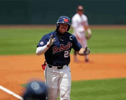 Ole Miss Rebels Baseball Player paint by number