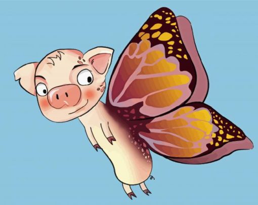 Pig With Butterfly Wings paint by number