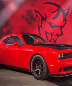 Red Dodge Challenger Demon Car paint by number