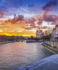 River Of Paris Sunset paint by number