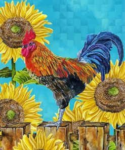 Rooster And Sunflower paint by number