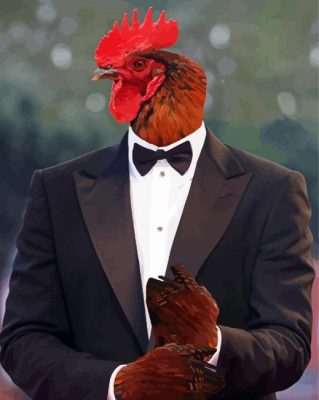 Rooster In A Suit paint by number