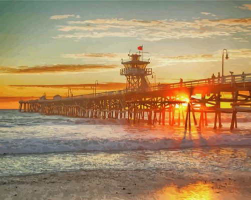 San Clemente California Pier At Sunset paint by number