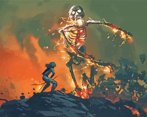 Skull On Fire paint by number